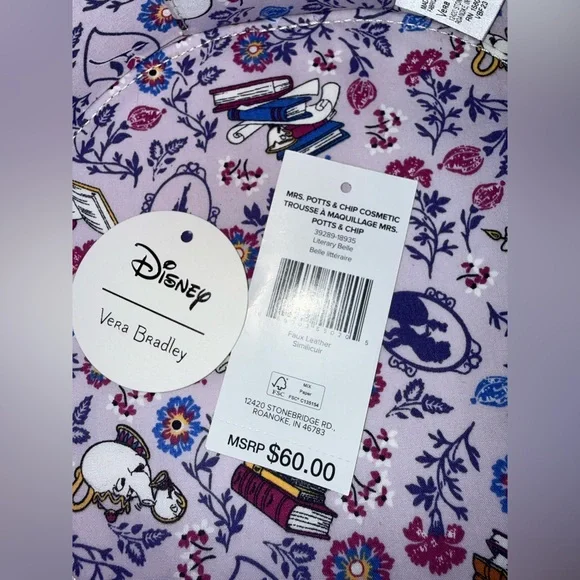 Vera Bradley Disney Beauty and the Beast Mrs Potts and Chip Cosmetic Case - Picture 5 of 7